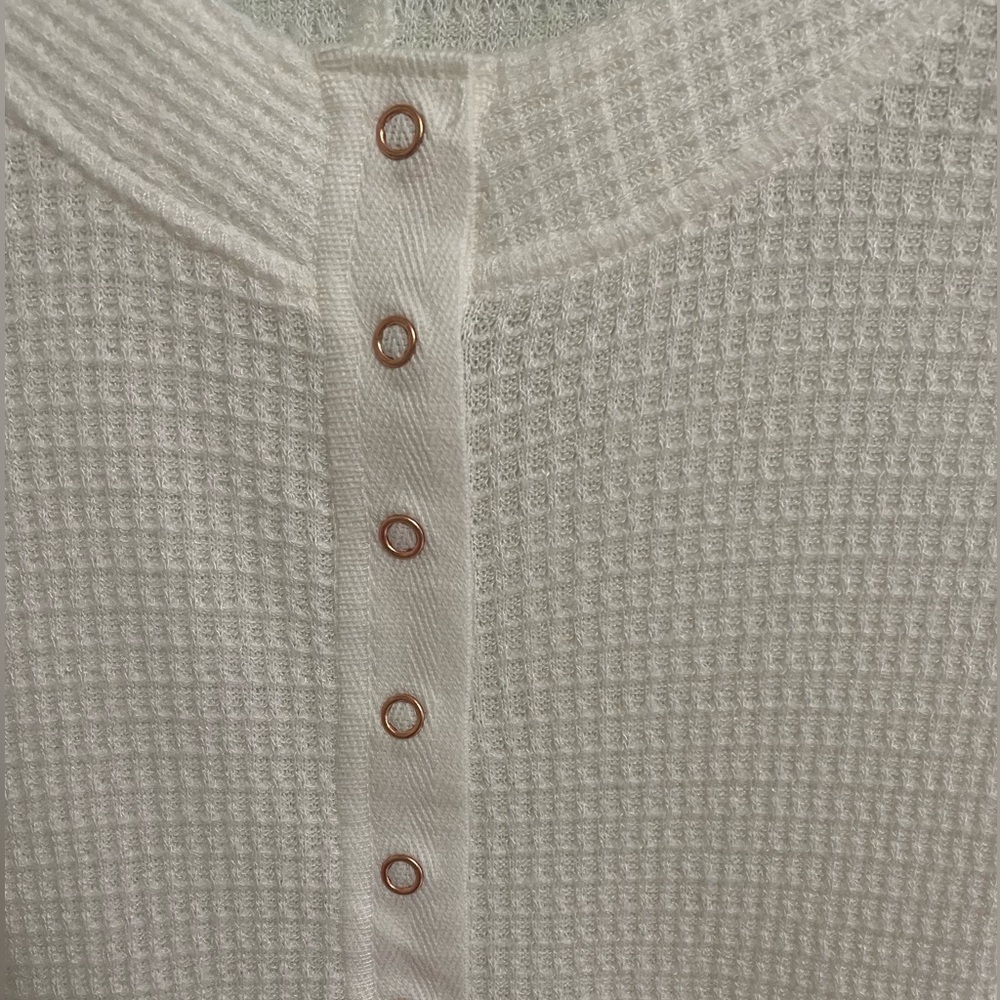Free People White Waffle Knit Top - Picture 3 of 6